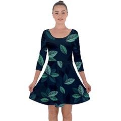 Foliage Quarter Sleeve Skater Dress