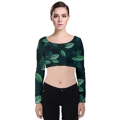 Foliage Velvet Long Sleeve Crop Top by HermanTelo