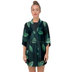 Foliage Half Sleeve Chiffon Kimono