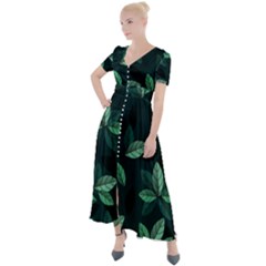 Foliage Button Up Short Sleeve Maxi Dress