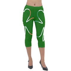 Shamrock Irish Clover St Patrick Lightweight Velour Capri Leggings  by yoursparklingshop