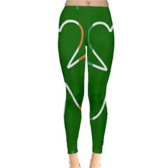 Shamrock Irish Clover St Patrick Inside Out Leggings by yoursparklingshop