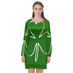 Shamrock Irish Clover St Patrick Long Sleeve Chiffon Shift Dress  by yoursparklingshop