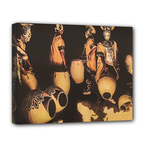 Candombe Drummers Warming Drums Deluxe Canvas 20  X 16  (stretched) by dflcprintsclothing