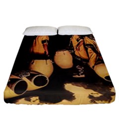 Candombe Drummers Warming Drums Fitted Sheet (california King Size) by dflcprintsclothing