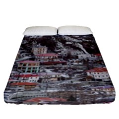 Metsovo Aerial Cityscape, Greece Fitted Sheet (queen Size) by dflcprintsclothing