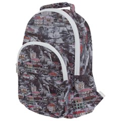 Metsovo Aerial Cityscape, Greece Rounded Multi Pocket Backpack by dflcprintsclothing