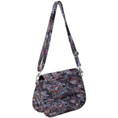 Metsovo Aerial Cityscape, Greece Saddle Handbag by dflcprintsclothing