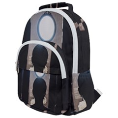 Woman Watching Window High Contrast Scene 2 Rounded Multi Pocket Backpack by dflcprintsclothing