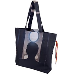 Woman Watching Window High Contrast Scene 2 Drawstring Tote Bag by dflcprintsclothing