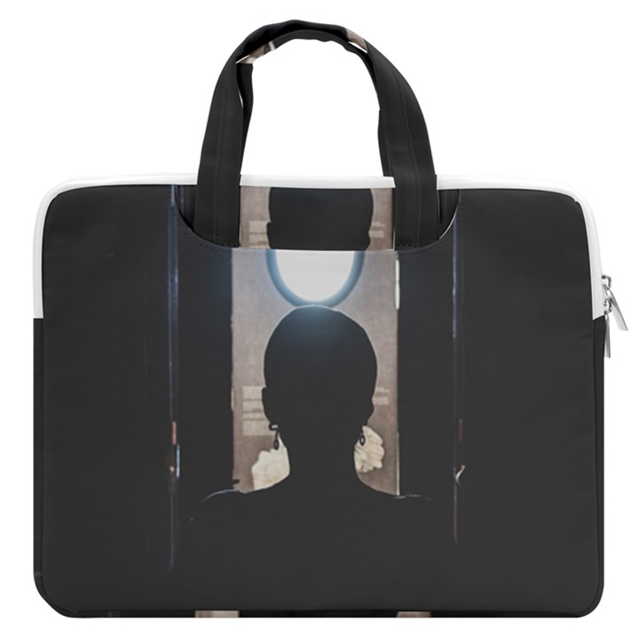 Woman Watching Window High Contrast Scene 2 MacBook Pro 16  Double Pocket Laptop Bag 