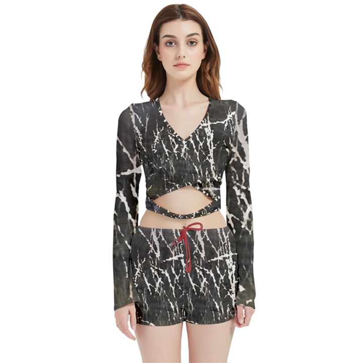 Abstract light games 1 Velvet Wrap Crop Top and Shorts Set