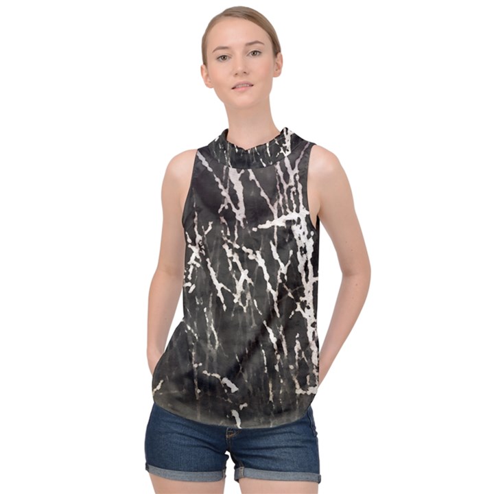 Abstract light games 1 High Neck Satin Top