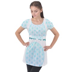 Flower Of Life  Puff Sleeve Tunic Top by tony4urban