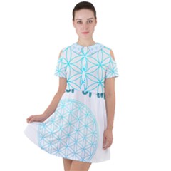 Flower Of Life  Short Sleeve Shoulder Cut Out Dress  by tony4urban