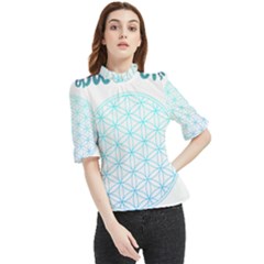 Flower Of Life  Frill Neck Blouse