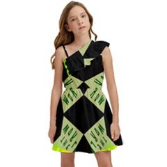 Abstract Pattern Geometric Backgrounds   Kids  One Shoulder Party Dress