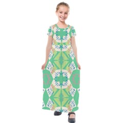 Abstract Pattern Geometric Backgrounds   Kids  Short Sleeve Maxi Dress by Eskimos