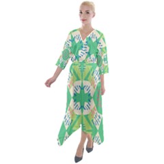 Abstract Pattern Geometric Backgrounds   Quarter Sleeve Wrap Front Maxi Dress by Eskimos