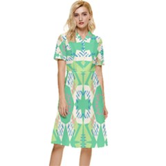 Abstract Pattern Geometric Backgrounds   Button Top Knee Length Dress by Eskimos