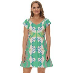 Abstract Pattern Geometric Backgrounds   Short Sleeve Tiered Mini Dress