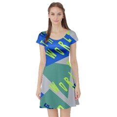 Abstract Pattern Geometric Backgrounds   Short Sleeve Skater Dress by Eskimos