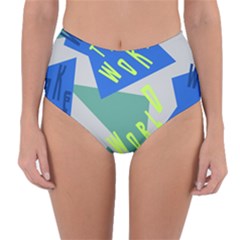 Abstract Pattern Geometric Backgrounds   Reversible High-waist Bikini Bottoms by Eskimos