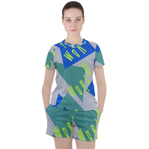 Abstract Pattern Geometric Backgrounds   Women s Tee And Shorts Set by Eskimos