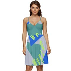 Abstract Pattern Geometric Backgrounds   V-neck Pocket Summer Dress 