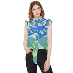 Abstract Pattern Geometric Backgrounds   Frill Detail Shirt by Eskimos