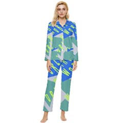 Abstract Pattern Geometric Backgrounds   Womens  Long Sleeve Velvet Pocket Pajamas Set