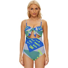 Abstract Pattern Geometric Backgrounds   Knot Front One-piece Swimsuit