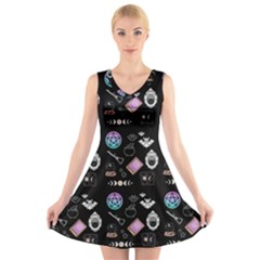 Pastel Goth Witch  V-neck Sleeveless Dress by NerdySparkleGoth