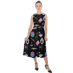 Pastel Goth Witch  Midi Tie-back Chiffon Dress