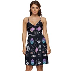 Pastel Goth Witch  V-neck Pocket Summer Dress 