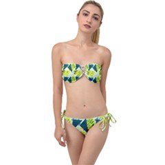 Abstract Pattern Geometric Backgrounds   Twist Bandeau Bikini Set by Eskimos