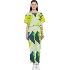 Abstract Pattern Geometric Backgrounds   Batwing Lightweight Chiffon Jumpsuit by Eskimos