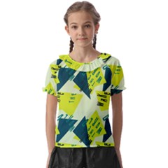 Abstract Pattern Geometric Backgrounds   Kids  Frill Chiffon Blouse by Eskimos