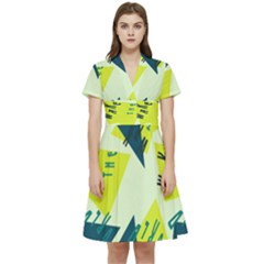 Abstract Pattern Geometric Backgrounds   Short Sleeve Waist Detail Dress