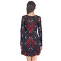 Abstract pattern geometric backgrounds   Long Sleeve V-neck Flare Dress View2