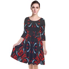 Abstract Pattern Geometric Backgrounds   Quarter Sleeve Waist Band Dress by Eskimos