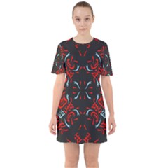 Abstract Pattern Geometric Backgrounds   Sixties Short Sleeve Mini Dress