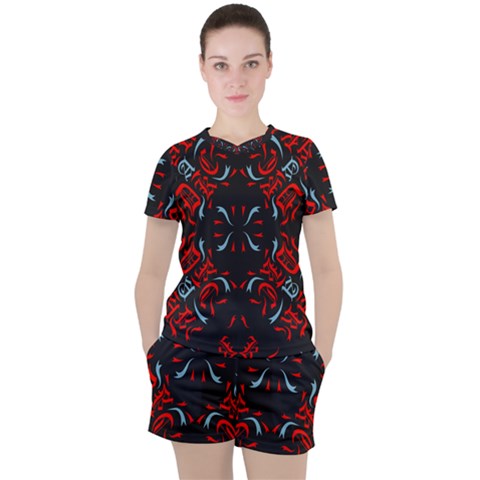 Abstract Pattern Geometric Backgrounds   Women s Tee And Shorts Set by Eskimos