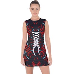 Abstract Pattern Geometric Backgrounds   Lace Up Front Bodycon Dress by Eskimos