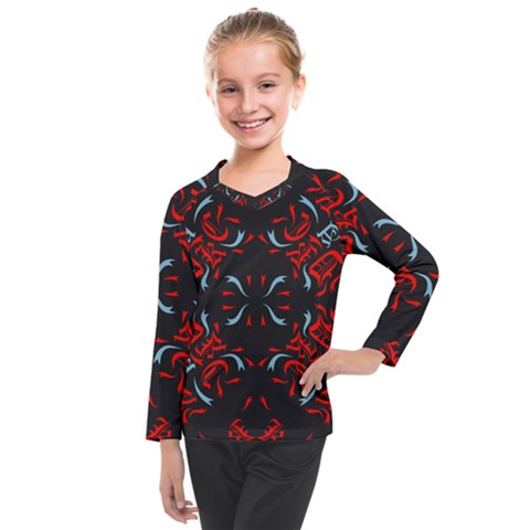 Abstract Pattern Geometric Backgrounds   Kids  Long Mesh Tee by Eskimos