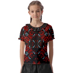 Abstract Pattern Geometric Backgrounds   Kids  Frill Chiffon Blouse by Eskimos