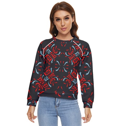 Abstract Pattern Geometric Backgrounds   Women s Long Sleeve Raglan Tee by Eskimos