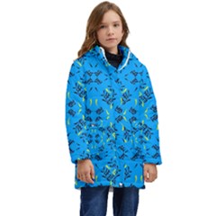 Abstract Pattern Geometric Backgrounds   Kid s Hooded Longline Puffer Jacket