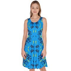 Abstract Pattern Geometric Backgrounds   Knee Length Skater Dress With Pockets by Eskimos