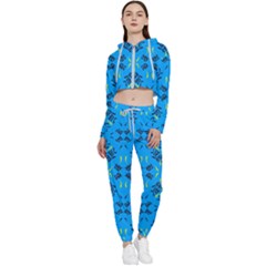 Abstract Pattern Geometric Backgrounds   Cropped Zip Up Lounge Set by Eskimos